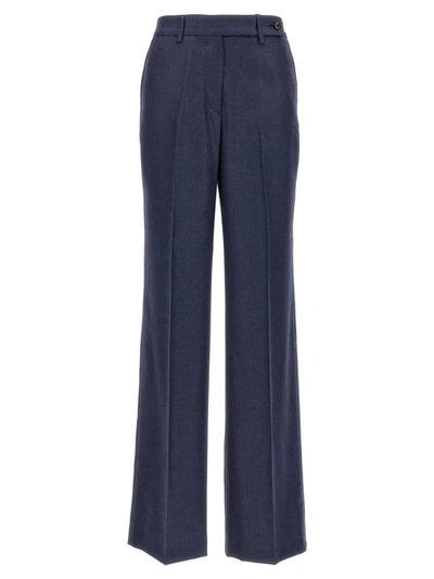 Kiton Virgin Wool Straight-leg Trousers In Blue