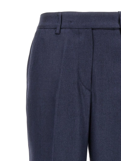 Kiton Virgin Wool Straight-leg Trousers In Blue