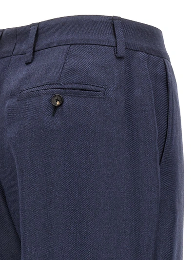 Kiton Virgin Wool Straight-leg Trousers In Blue