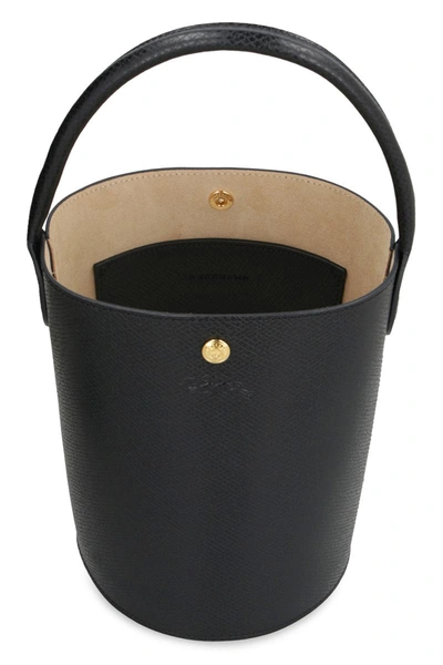 Longchamp Épure XS checked leather bucket bag, Black