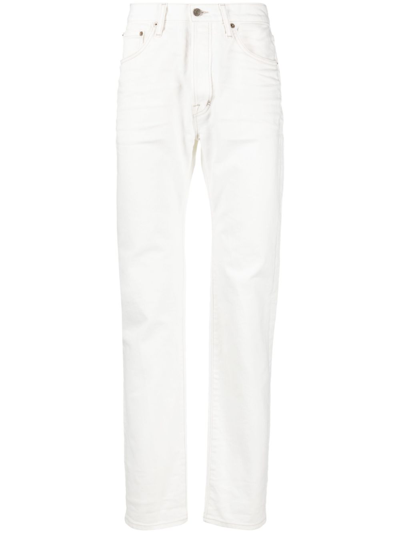 Shop Tom Ford Neutral Stretch Cotton Straight Leg Jeans In Neutrals