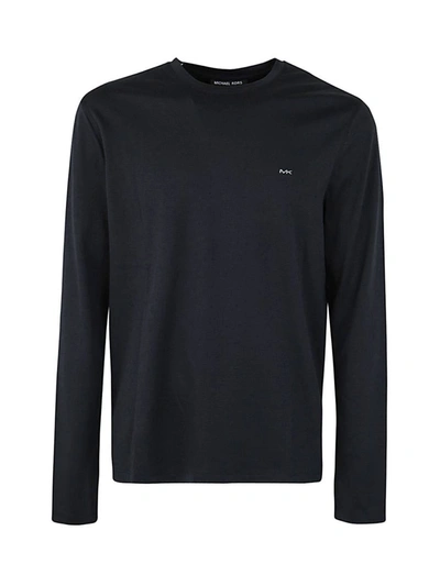 Shop Michael Kors Long Sleeve Sleek Mk Crew T-shirt Clothing In Black