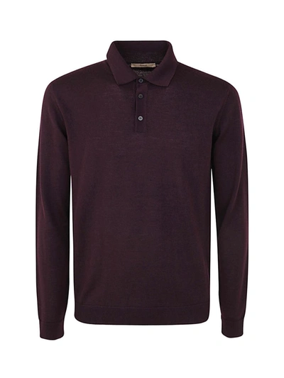 Shop Nuur Roberto Collina Long Sleeved Polo Clothing In Pink &amp; Purple