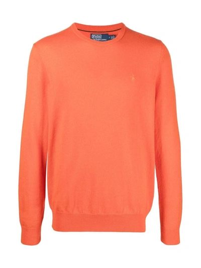 Polo Ralph Lauren Long Sleeve Basic Pullover In Yellow &amp; Orange