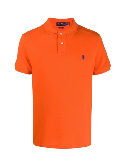 Shop Polo Ralph Lauren Mesh S/s Knit Polo Shirt Clothing In Yellow &amp; Orange