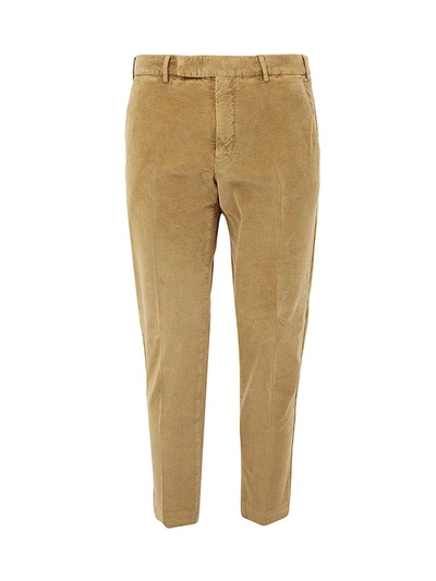 Pt01 Pt Torino Flat Front Trousers With Diagonal Pockets In Green
