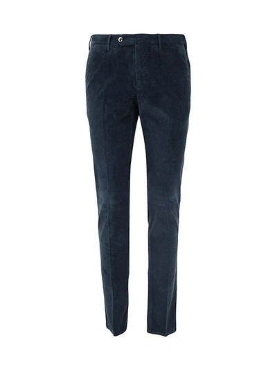 Shop Pt01 Flat Front Trousers With Diagonal Pockets Clothing In Blue