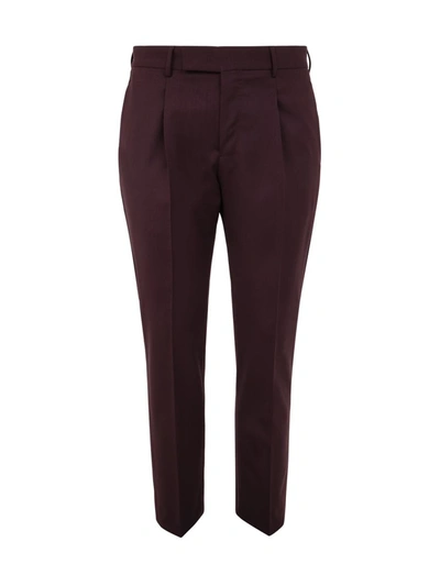 Pt01 One Pleat Trousers With In Seam Pockets In Red