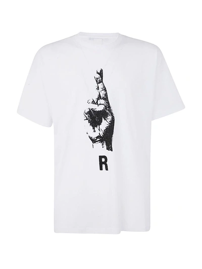 Shop Raf Simons Oversized T-shirt With Hand Sign Print Clothing In White