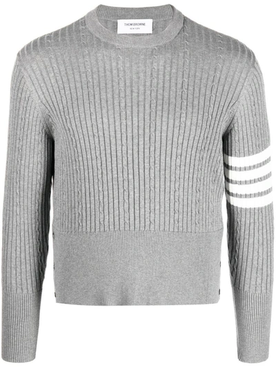 Thom Browne Baby Cable Rib Stitch Crew Neck Pullover In Cotton