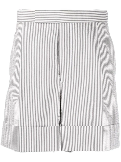 Shop Thom Browne Seersucker Shorts Clothing In Grey