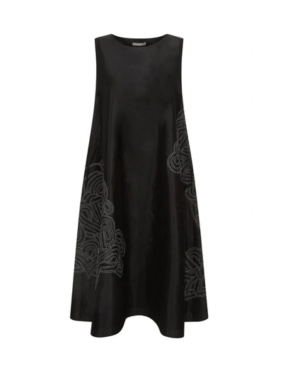 Shop Varana Silk Dress W/rabari Embroidery Clothing In Black