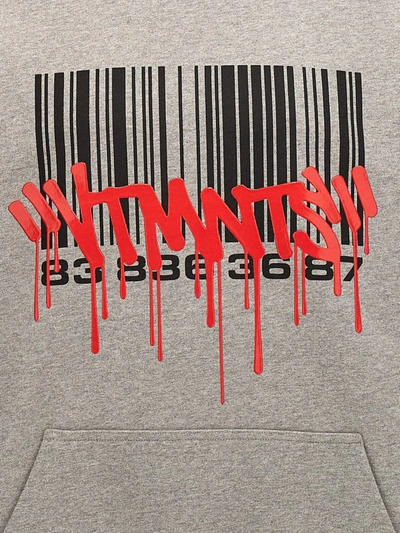 Shop Vtmnts 'graffiti Big Barcode' Hoodie In Gray