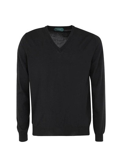 Shop Zanone V-neck Basic Pullover Clothing In Black