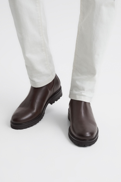 Shop Reiss Chiltern - Chocolate Leather Chelsea Boots, Uk 11 Eu 45