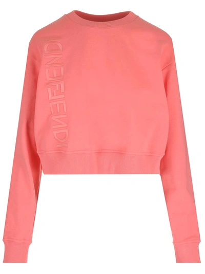 Shop Fendi Cropped Sweatshirt In Rose