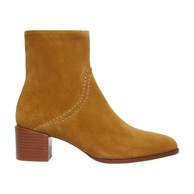 Shop Vanessa Bruno Suede Leather Ankle Boots In Biscuit