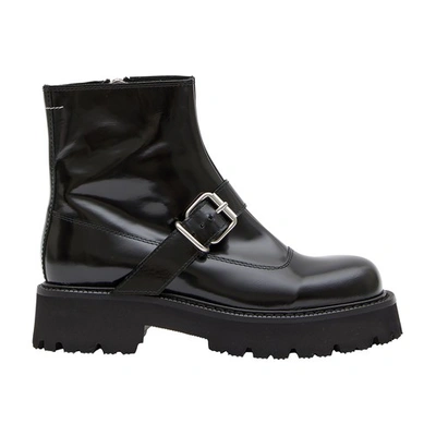 Shop Mm6 Maison Margiela Ankle Boots With Buckle Detail In Black
