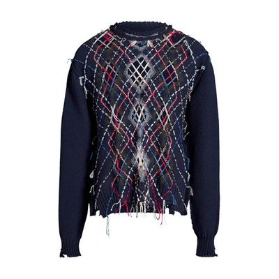 Shop Maison Margiela Cut-out Knit Sweater In Black