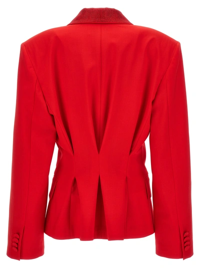 Shop Giuseppe Di Morabito All Over Crystal Lapel Blazer Jackets Red