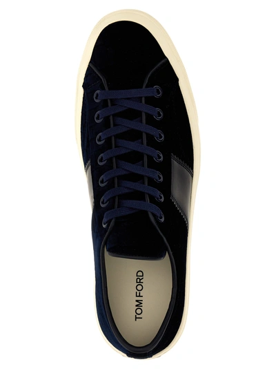 Shop Tom Ford Coconut Velvet Sneakers Blue
