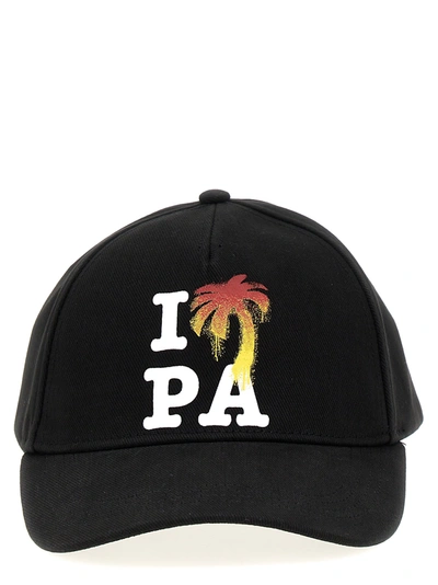 Shop Palm Angels I Love Pa Hats Black