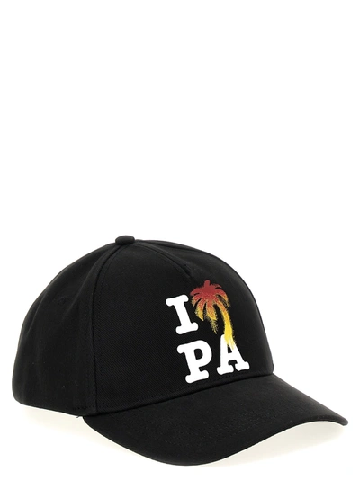 Shop Palm Angels I Love Pa Hats Black
