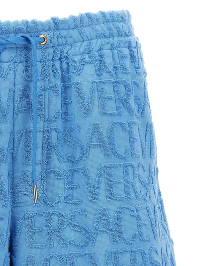 Shop Versace Allover Bermuda, Short Light Blue