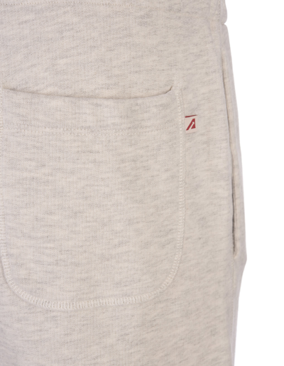 Shop Autry Melange Ivory Cotton Tapered Joggers In Bianco