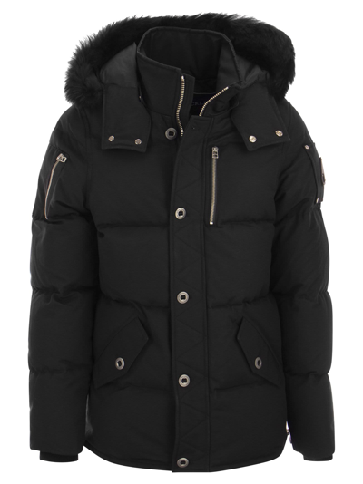 Shop Moose Knuckles Original 3q Neoshear - Hooded Down Jacket With Fur In Black