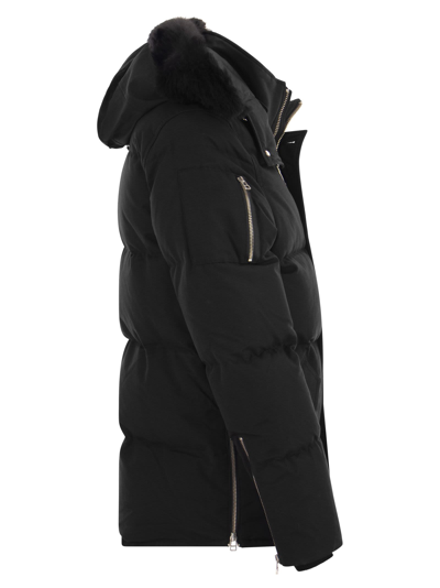 Shop Moose Knuckles Original 3q Neoshear - Hooded Down Jacket With Fur In Black