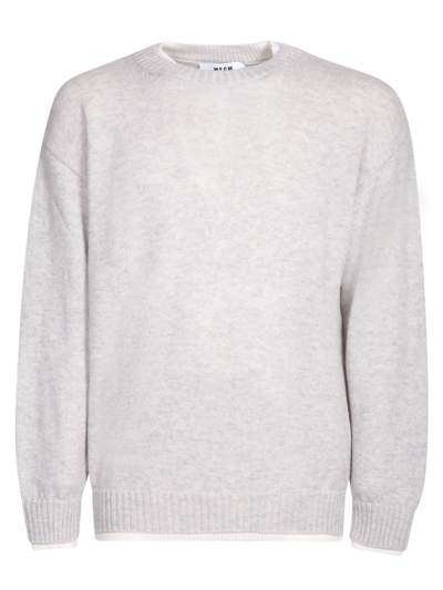 Shop Msgm Contrasting Edges Grey Pullover