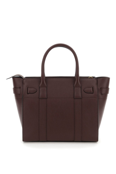 Shop Mulberry Grained Leather Small Zipped Bayswater Bag In Oxblood (red)
