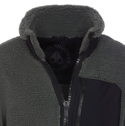 Shop Moose Knuckles Sagleg Zip Up Fleece Jacket In Green