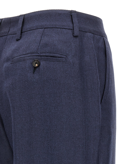 Kiton Virgin Wool Straight-leg Trousers In Blue