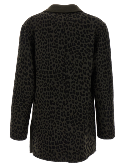 P.a.r.o.s.h Dark Green Animal Print Blazer In Green