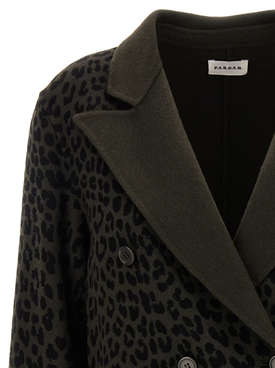 P.a.r.o.s.h Dark Green Animal Print Blazer In Green