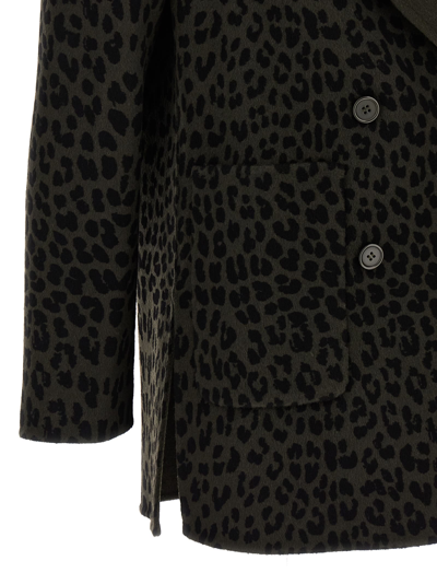 P.a.r.o.s.h Dark Green Animal Print Blazer In Green