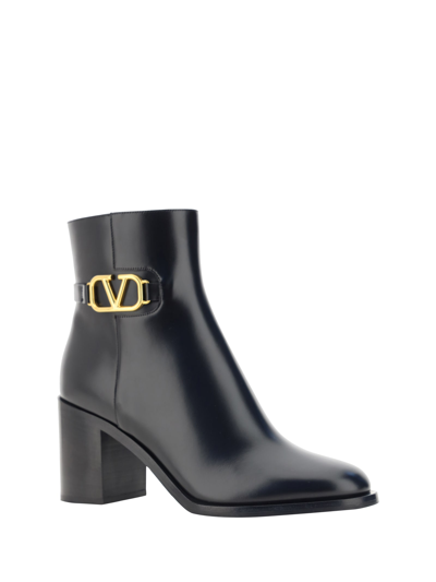 Shop Valentino Garavani Vlogo Heeled Ankle Boots In Nero