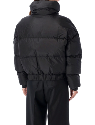 Msgm Ripstop Nylon Cropped Down Jacket In Black