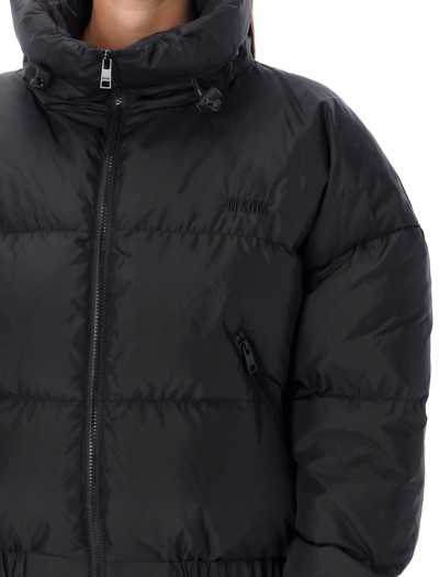 Shop Msgm Ripstop Nylon Cropped Down Jacket In Black