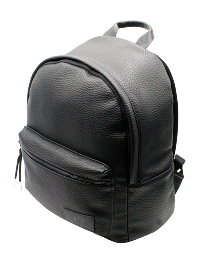 Shop Armani Collezioni Backpack In Very Soft Faux Leather In Soft Grain With Logo On The Front. Adjustable Shoulder Straps  In Black