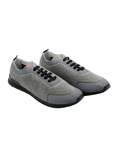 Shop Kiton Sneaker Shoe Made Of Knit Fabric. The Bottom, With A Black Sole, Is Flexible And Extra Light; The El In Grey