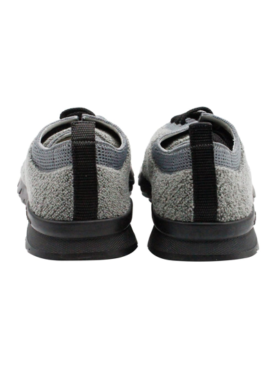 Shop Kiton Sneaker Shoe Made Of Knit Fabric. The Bottom, With A Black Sole, Is Flexible And Extra Light; The El In Grey