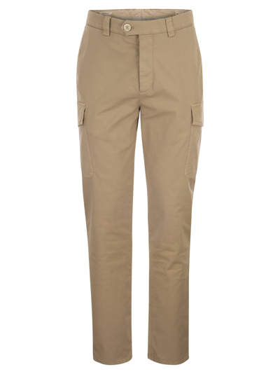 Shop Brunello Cucinelli Garment-dyed Leisure Fit Trousers In Sand