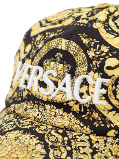Shop Versace Barocco Cap In Yellow
