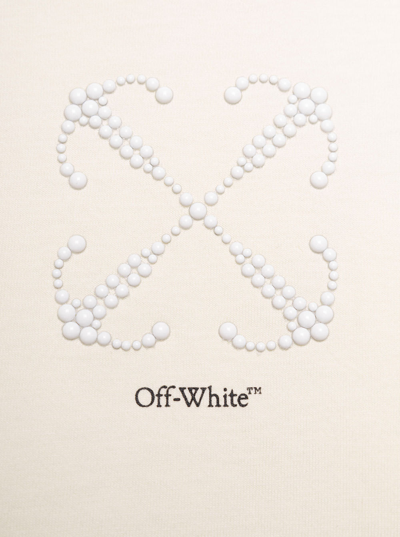 Shop Off-white Small Arrow Pearls Crop Tee Beige Bla In White