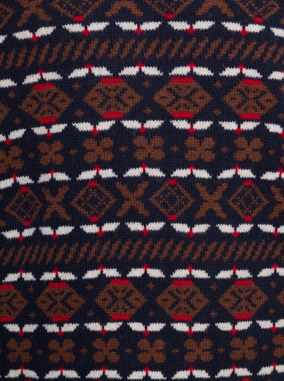 Shop Apc John Multicolor Crewneck Sweater With Intarsia Knit In Wool Man In Blu