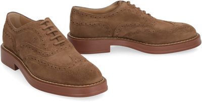 Shop Tod's Suede Lace-up Shoes In Brown