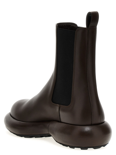 Shop Jil Sander Chelsea Leather Ankle Boots In Brown